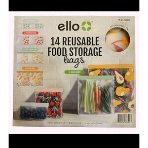 Ello Plastic Reusable Food Storage BPA-Free Bags 14 Pack